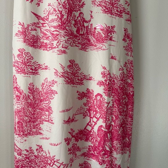 Cider TOILE DE JOUY RUCHED SPLIT Midi DRESS Pink & Cream Women’s Size XXS NWT - Picture 15 of 15